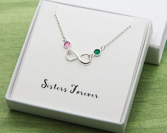 Silver Infinity Necklace, Sister Necklace, Birthday Gift for Her, Sister Gift, Gift for Sister, Personalized Necklace, Personalized Gifts