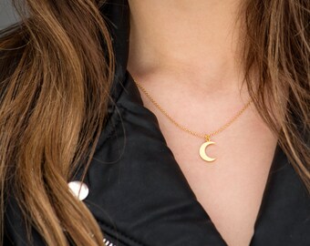 Crescent Moon Necklace, Moon Necklace, Gold Moon Necklace, Sterling Silver Moon Necklace, Gold Crescent Necklace, Tiny Half Moon Necklace