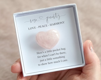 Heart Rose Quartz Gemstone Pocket Hug, Thinking of You Gift, Send a Hug in The Post, Pick Me Up Gift, Miss You Gift, Crystal Heart, BFF Gift
