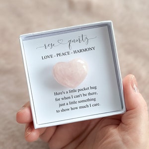 Hart rozenkwarts edelsteen zakknuffel, Thinking of You-cadeau, stuur een knuffel per post, Pick Me Up-cadeau, Miss You-cadeau, kristallen hart, BFF-cadeau