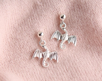 Sterling Silber Drachen Ohrstecker, mythisches Schmuck Geschenk
