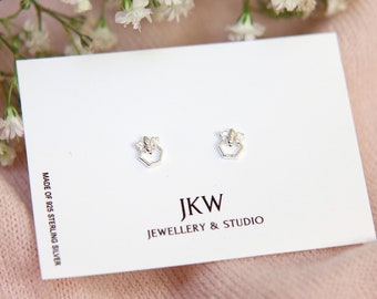 Tiny Bee Studs, Honeycomb Stud Earrings, Sterling Silver Bee Earrings, Bumble Bee Earrings, Honey Bee Studs, Tiny Bee Stud, Bee Jewelry