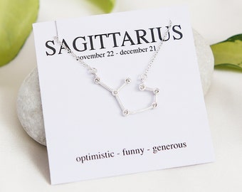 Sagittarius Star Necklace, Dainty Constellation Necklace, Sterling Silver Zodiac Necklace, Astrology Gift Jewelry, Birthday Gift for Friends