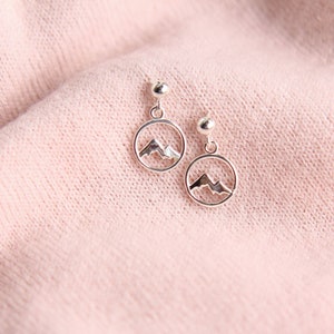 Sterling Silver Mountain Stud Earrings, Wanderlust Jewelry Gift