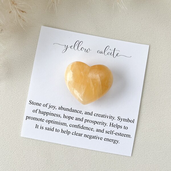 Yellow Calcite Heart Stone, Crystal Pocket Hug Gift, Positivity Motivation Crystal Stone, Thoughtful Gift, Pick me up Gift, Birthday Gift
