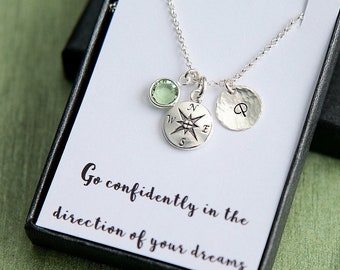 Graduation Gift, Compass Necklace, College Graduation Gift, Graduation Gift for Her, Best Friend Gift, Friendship Necklace, Handmade Jewelry