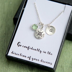 Graduation Gift, Compass Necklace, College Graduation Gift, Graduation Gift for Her, Best Friend Gift, Friendship Necklace, Handmade Jewelry