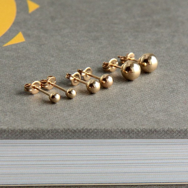 Stud Earrings, Gold Ball Earrings, Tiny Ball Studs, Minimalist Earrings, Dot Earrings, Dainty Earrings, Gold Filled Studs 2MM, 3MM, 4MM, 5MM
