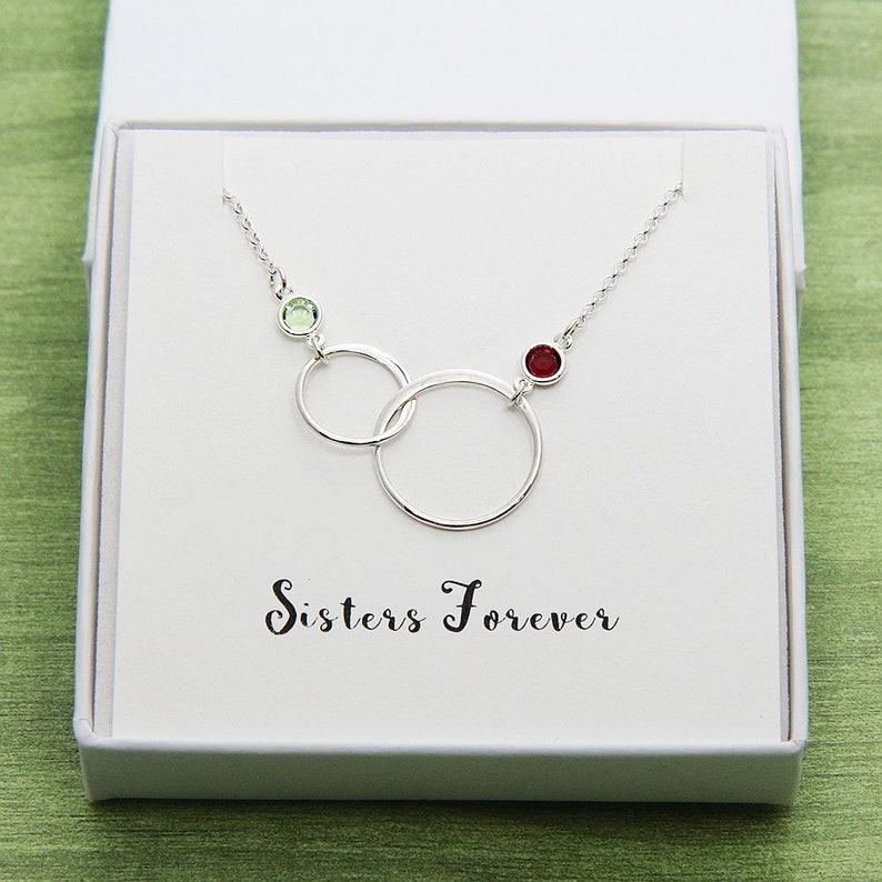 Birthday Gift for Her, Sister Necklace, Birthstone Jewelry, Ring Necklace, Sister in Law Necklace, Friendship Necklace, Best Friend Necklace zdjęcie 4