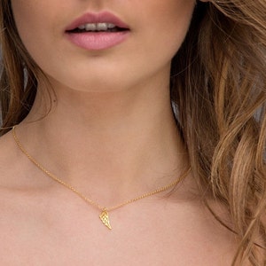 Dainty Angel Wing Necklace, Memorial Jewelry, 24K Gold Plated Sterling Silver Charm