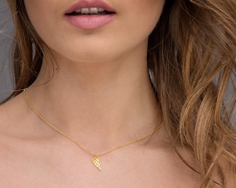 Dainty Angel Wing Necklace, Memorial Jewelry, 24K Gold Plated Sterling Silver Charm
