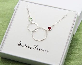 Birthday Gift for Her, Sister Necklace, Birthstone Jewelry, Ring Necklace, Sister in Law Necklace, Friendship Necklace, Best Friend Necklace