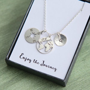Collier boussole, collier carte, bijoux carte, cadeau de remise des diplômes pour elle, cadeau de remise des diplômes universitaires, cadeau pour meilleure amie, collier personnalisé