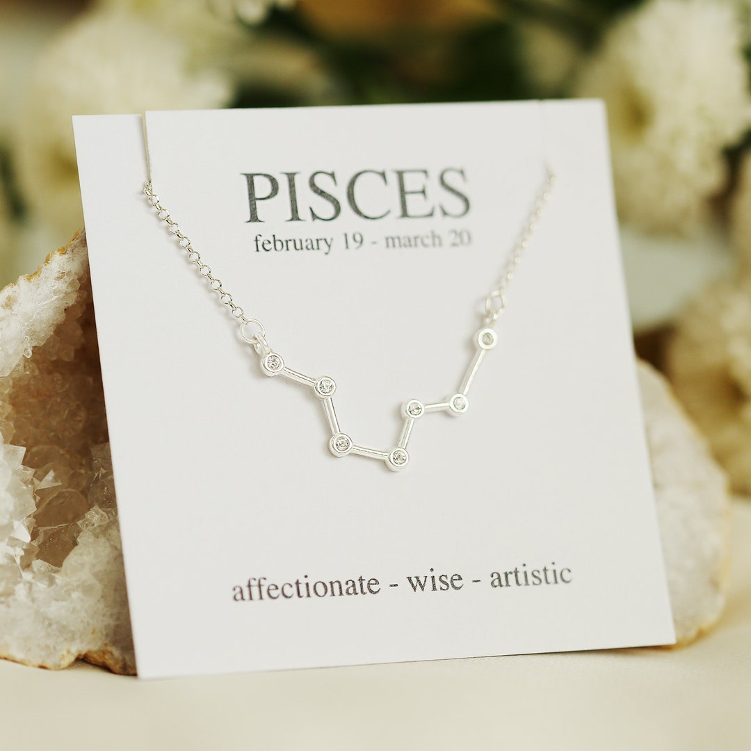 Pisces Constellation Necklace, Sterling Silver Zodiac Jewelry - Etsy