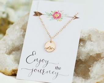 Tiny Mountain Necklace, New Job Gift, Dainty Rose Gold Necklace, Graduation Gift Necklace, Personalized Gifts for Her, Dainty Gold Necklace