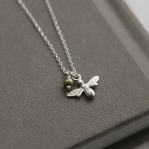 Sterling Silver Bee Necklace, Honeybee Jewellery, Dainty Necklaces for Women, Bridesmaid Gift, Birthday Gift for Her, Nature Inspired Gift