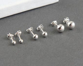 Silver Stud Earrings, Minimalist Earrings, Small Ball Earrings, Tiny Studs, Silver Dot Earrings, Simple Stud for Her, Earrings 3mm, 4mm, 6mm