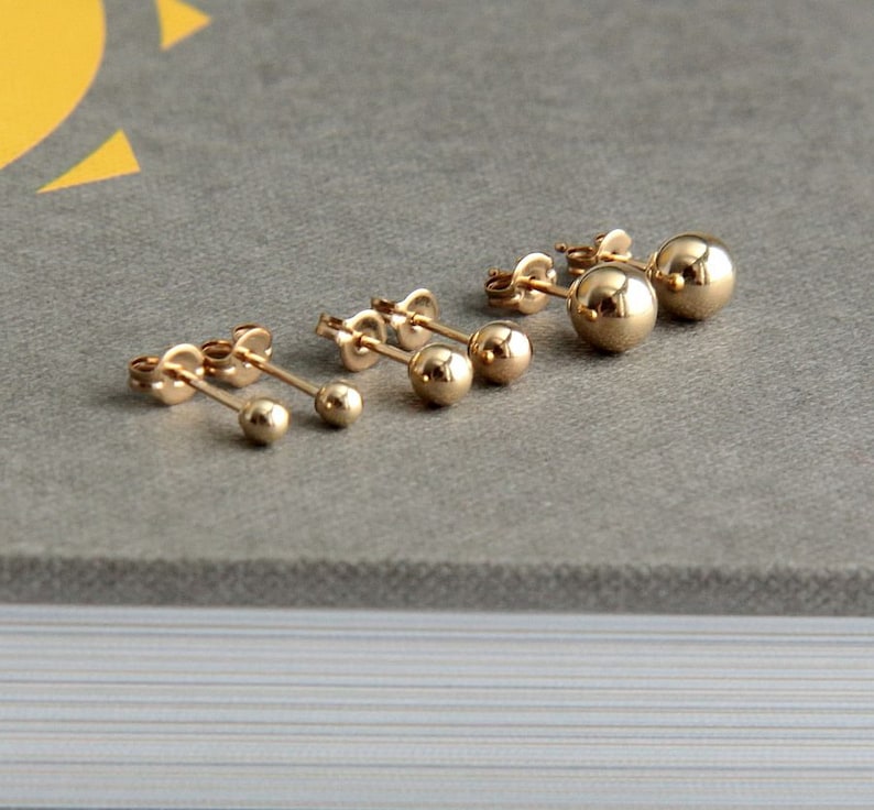 Stud Earrings Gold Ball Earrings Tiny Ball Studs Minimalist Etsy