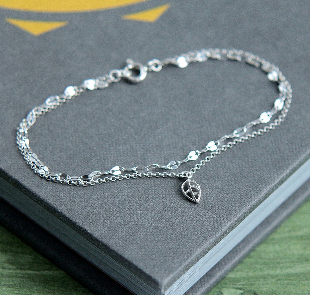 【2plan】23SS★ [MADE] Logarden Chain Bracelet Sterling Silver Leaf Bracelet, Two Chain Bracelet, Dainty