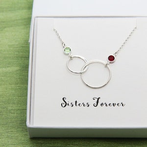 Birthday Gift for Her, Sister Necklace, Birthstone Jewelry, Ring Necklace, Sister in Law Necklace, Friendship Necklace, Best Friend Necklace zdjęcie 5