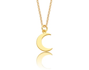 Crescent Moon Necklace, Gold Necklace, Dainty Moon Jewelry, Silver Half Moon Charm, Gifts for Her, Gift for Girlfriend, Friendship Necklace