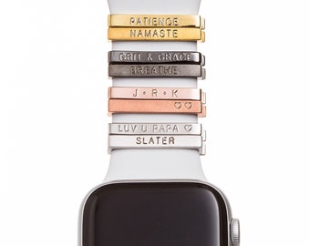 Personalized Apple Watch Band Charm: Engraved Clasp, Sterling Silver & 14K Gold