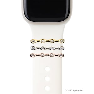 Wave Ring: Sterling Silver Apple Watch Band Charm with CZ Crystals