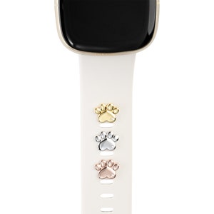 Sterling Silver Paw Fitbit Charm: Pet Lover Watch Band Jewelry