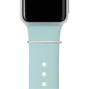 Silver BYOB build your own bytten stack silver 1mm stacking ring on aqua blue band