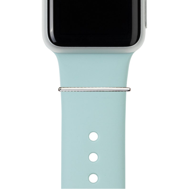 Silver BYOB build your own bytten stack silver 1mm stacking ring on aqua blue band