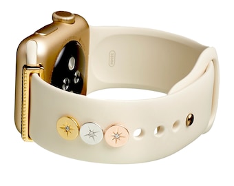 Starburst Apple Watch Band Charm: Sterling Silver, Rose, Gold, CZ Crystal