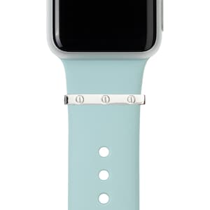 Silver BYOB build your own bytten stack silver triple screw stacking ring on aqua blue band