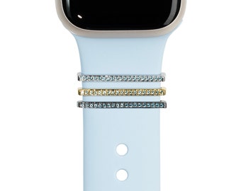 Charm para correa de Apple Watch con cristal de aguamarina: Piedra natal de marzo, joyería Fitbit