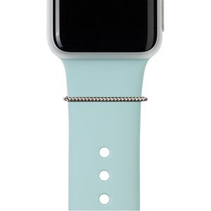 Silver BYOB build your own bytten stack silver rope stacking ring on aqua blue band