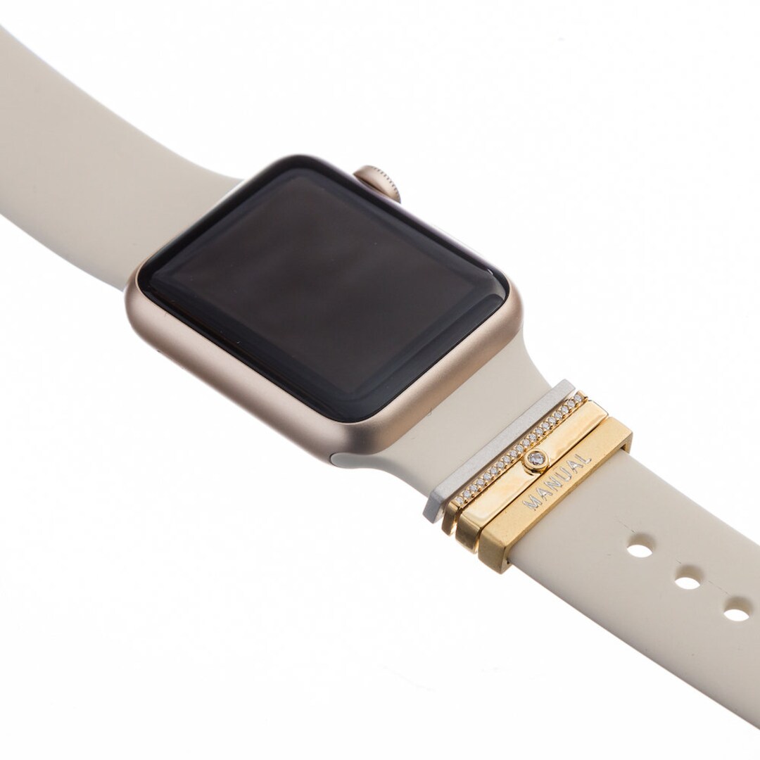 Gold Engraved Stacking Ring Set: Apple Watch & Fitbit Band Charms - Etsy