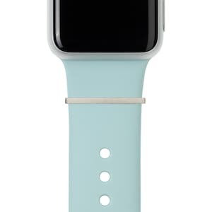 Silver BYOB build your own bytten stack satin silver 2mm stacking ring on aqua blue band