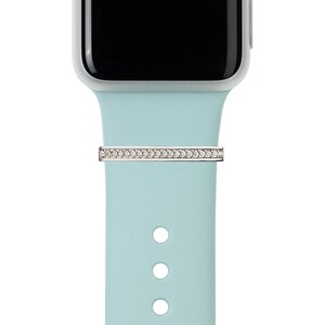Silver BYOB build your own bytten stack silver channel cz stacking ring on aqua blue band