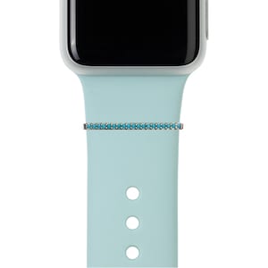 Silver BYOB build your own bytten stack silver tiny turquoise stacking ring on aqua blue band