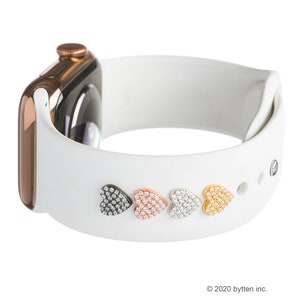 Pavé Heart Apple Watch Band Charm: Sterling Silver CZ Crystals
