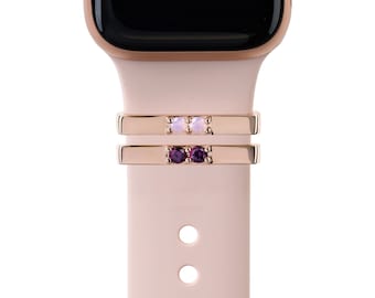 NEW! original bytten® rose gold double stone rings™ - February + October birthstone • Apple Watch & Fitbit jewelry, band accessory