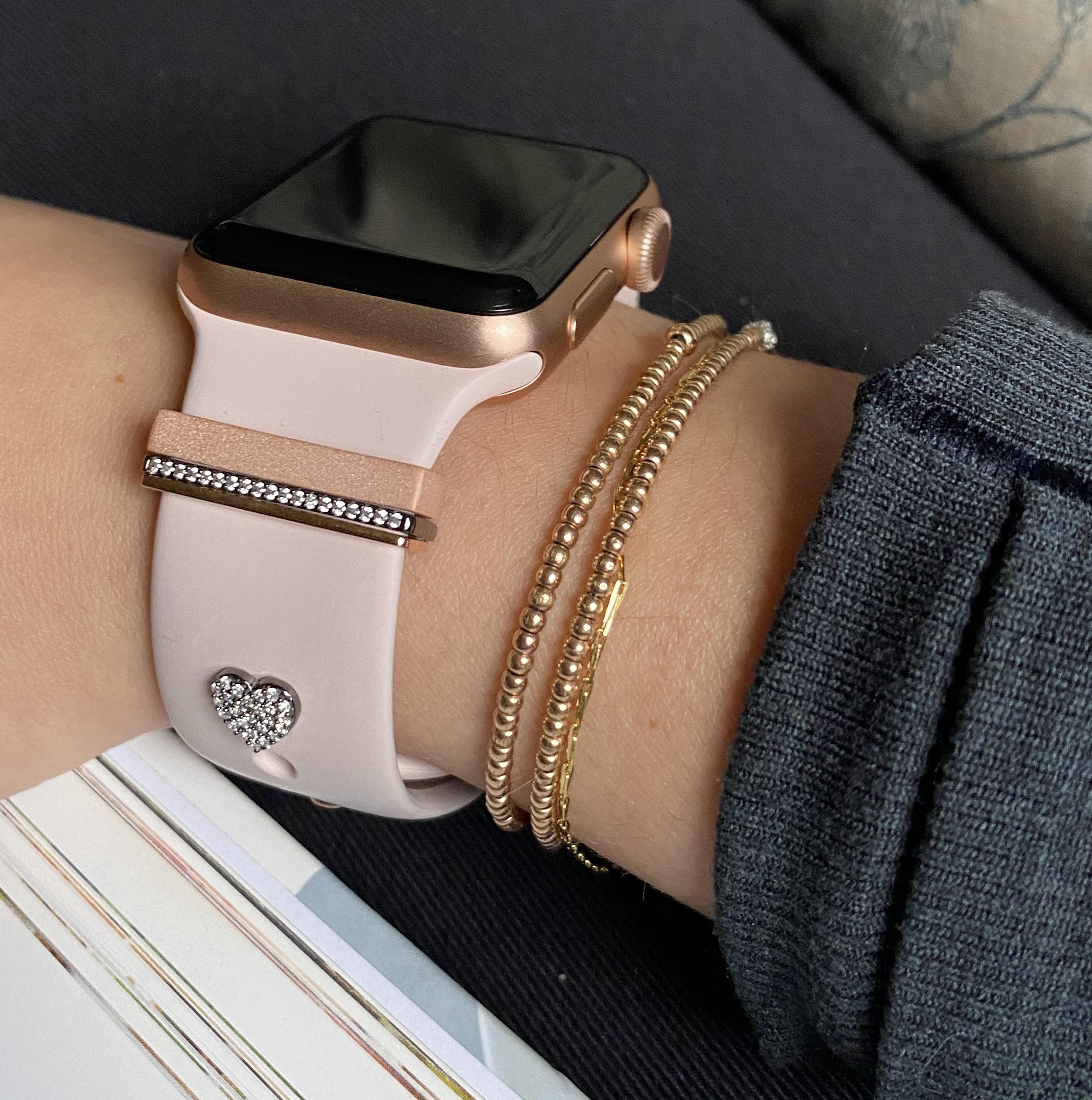 Pave Heart Apple Watch Band Charm Sparkling Jewelry Gift for Her Sterling Silver Glam Sport Band Accessory Etsy Australia