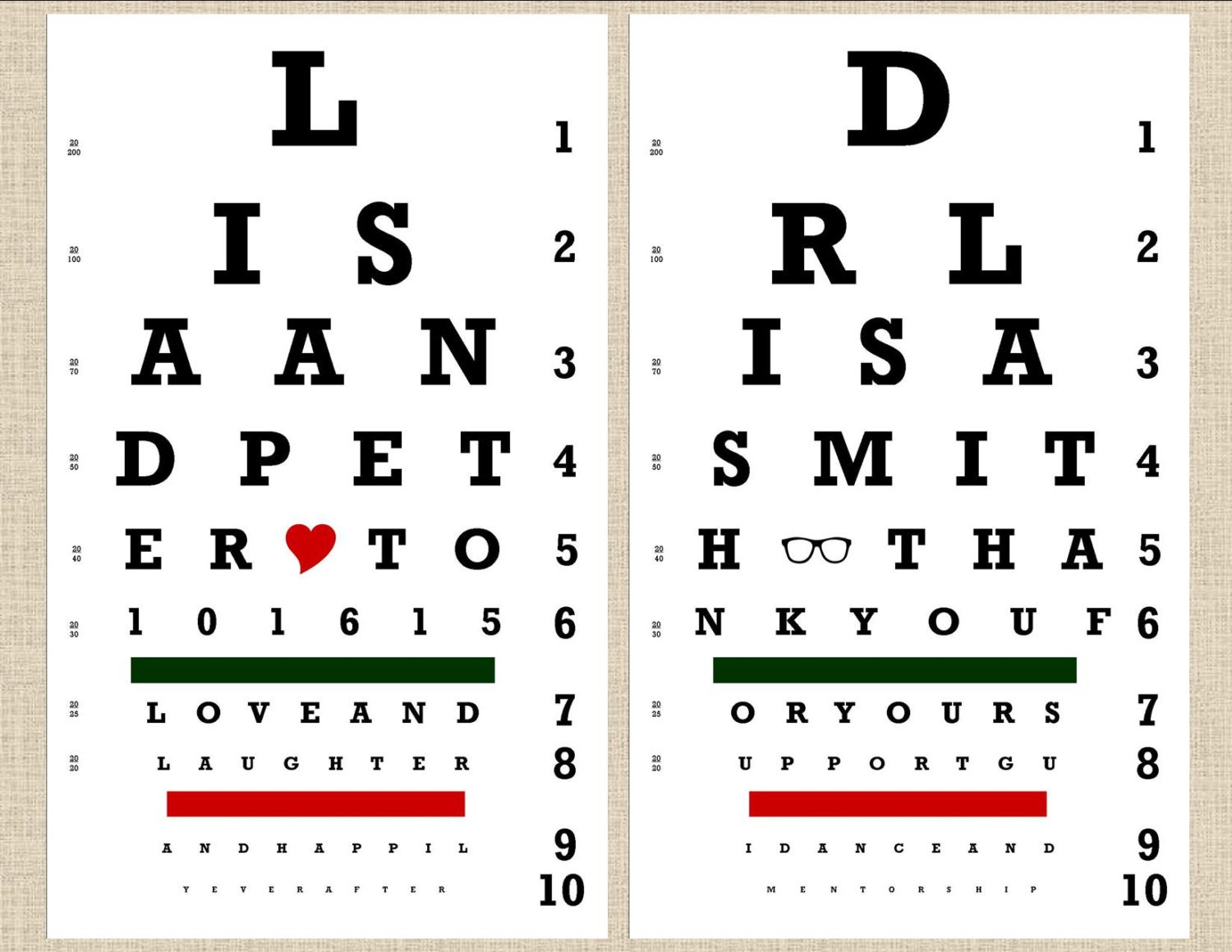 Snellen Eye Chart Custom Personalized Printable Bridal Shower Etsy