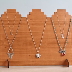 SVG file for a 14 inch wide tiered necklace jewelry display, use this on Glowforge with proof grade material