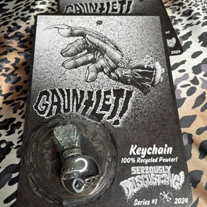GAUNTLET Medieval Glove Armor Keychain Figurine Hand Made From SOLID PEWTER