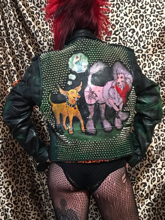 Painted punk leather best sale jacket