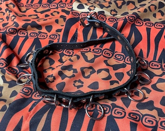 Mini MICRO Custom Bondage Ring Punk Collar Choker Genuine Leather with adjustable Buckle HAND MADE