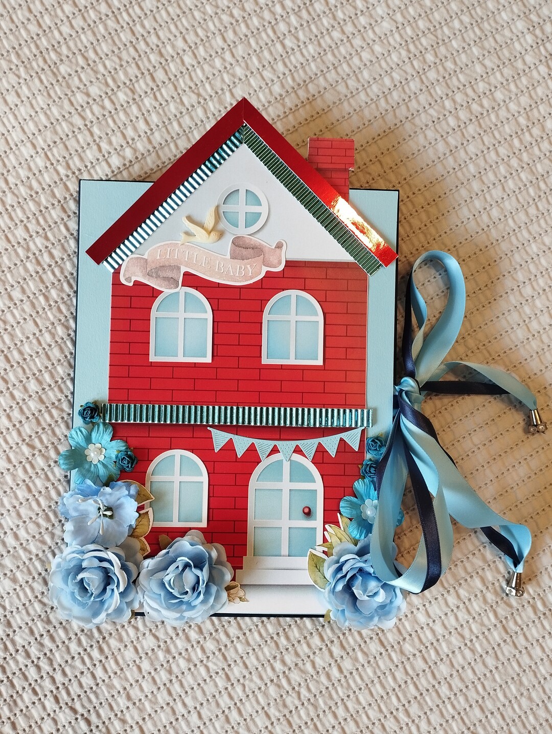 Scrapbook, Baby Boy Handmade Photoalbum, Personalized Baby's First Year