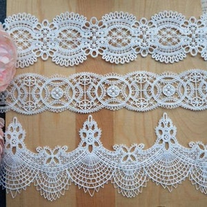 2 Yards Milk silk lace trim,  white trim, wedding lace, garter scallop lace, lace collar, hair band, skirt, babydoll lace trim