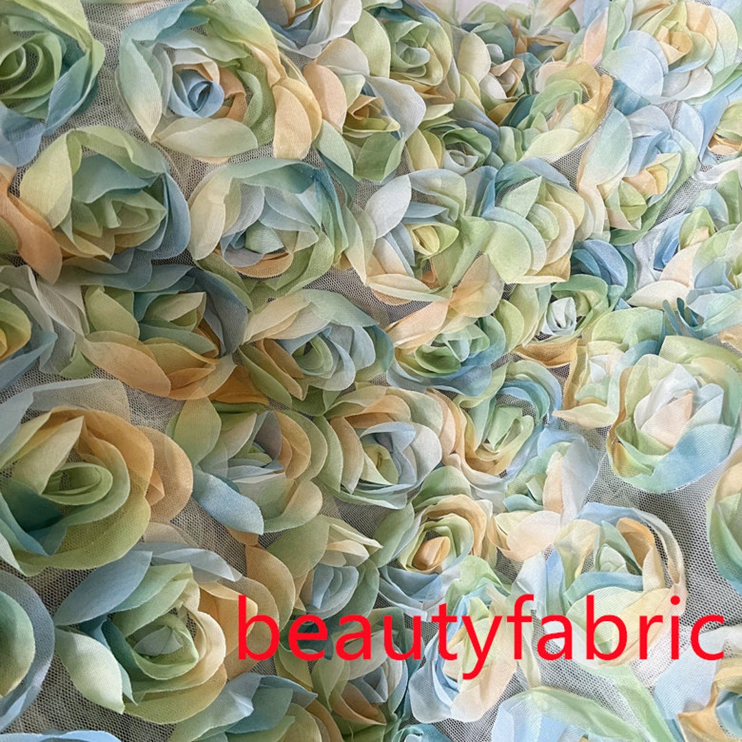 3D Rosette Fabric 3D Rose Fabric 3D Colorful Rose Chiffon Floral Lace ...