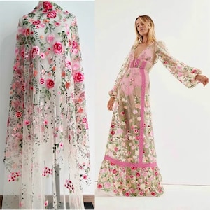 New Colorful Lace Fabric Rose Leaf embroidered apricot tulle flowerFor Girl Dress Tutu Dress Wedding Dress Bridal Dance Dress Fabric